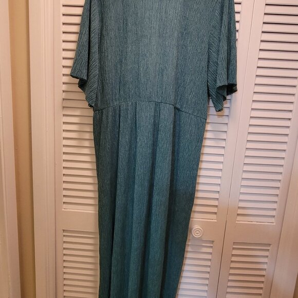 All In Favor Dolman Plissé Midi Dress w Center Twist Knot Deep V Neckline XXL GR - Picture 9 of 10